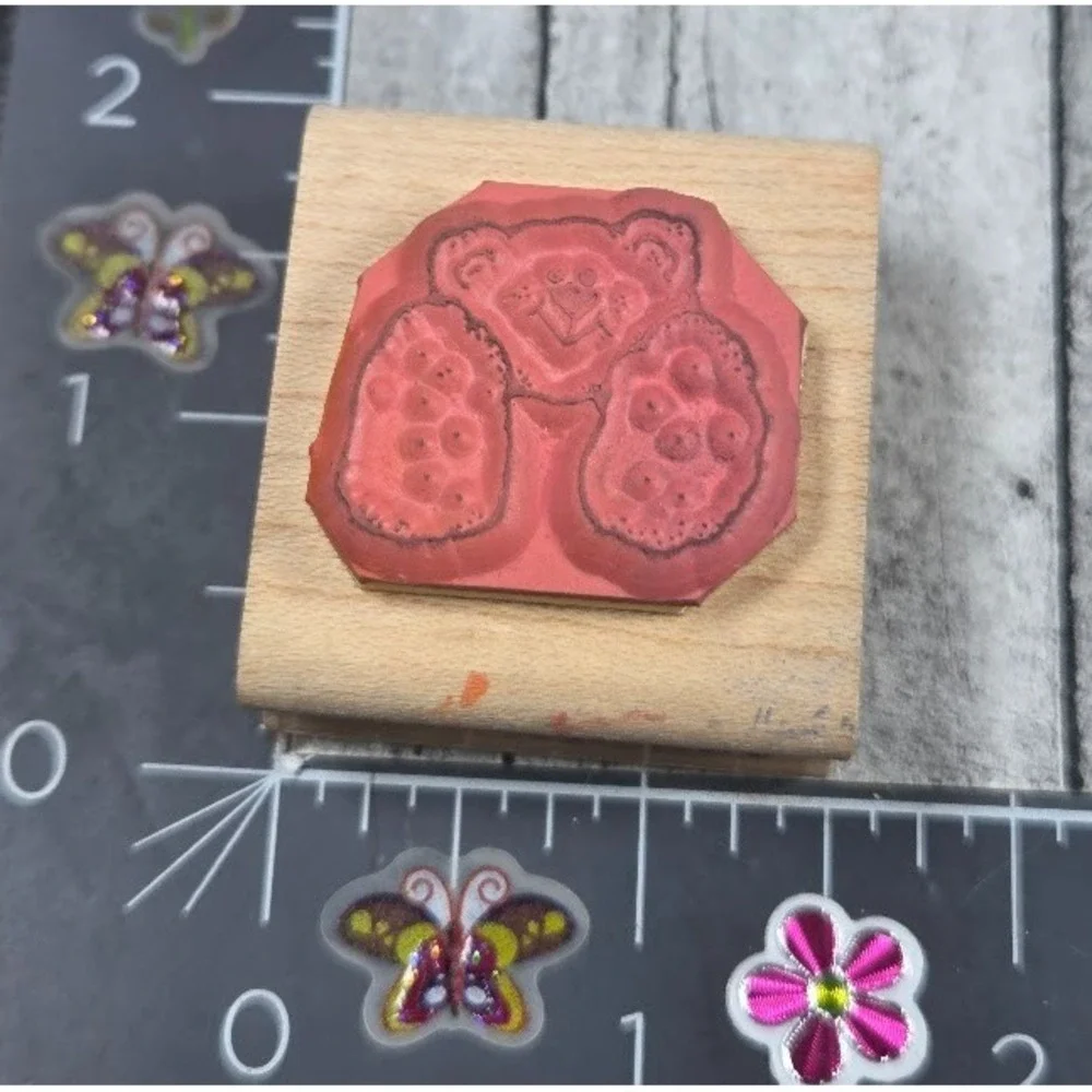 Dots Floppy Teddy Bear C129 1989 Rubber Stamp Wood #Q19